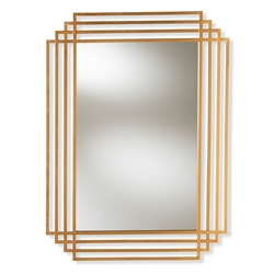 Baxton Studio Kalinda Art Deco Antique Gold Finished Rectangular Accent Wall Mirror